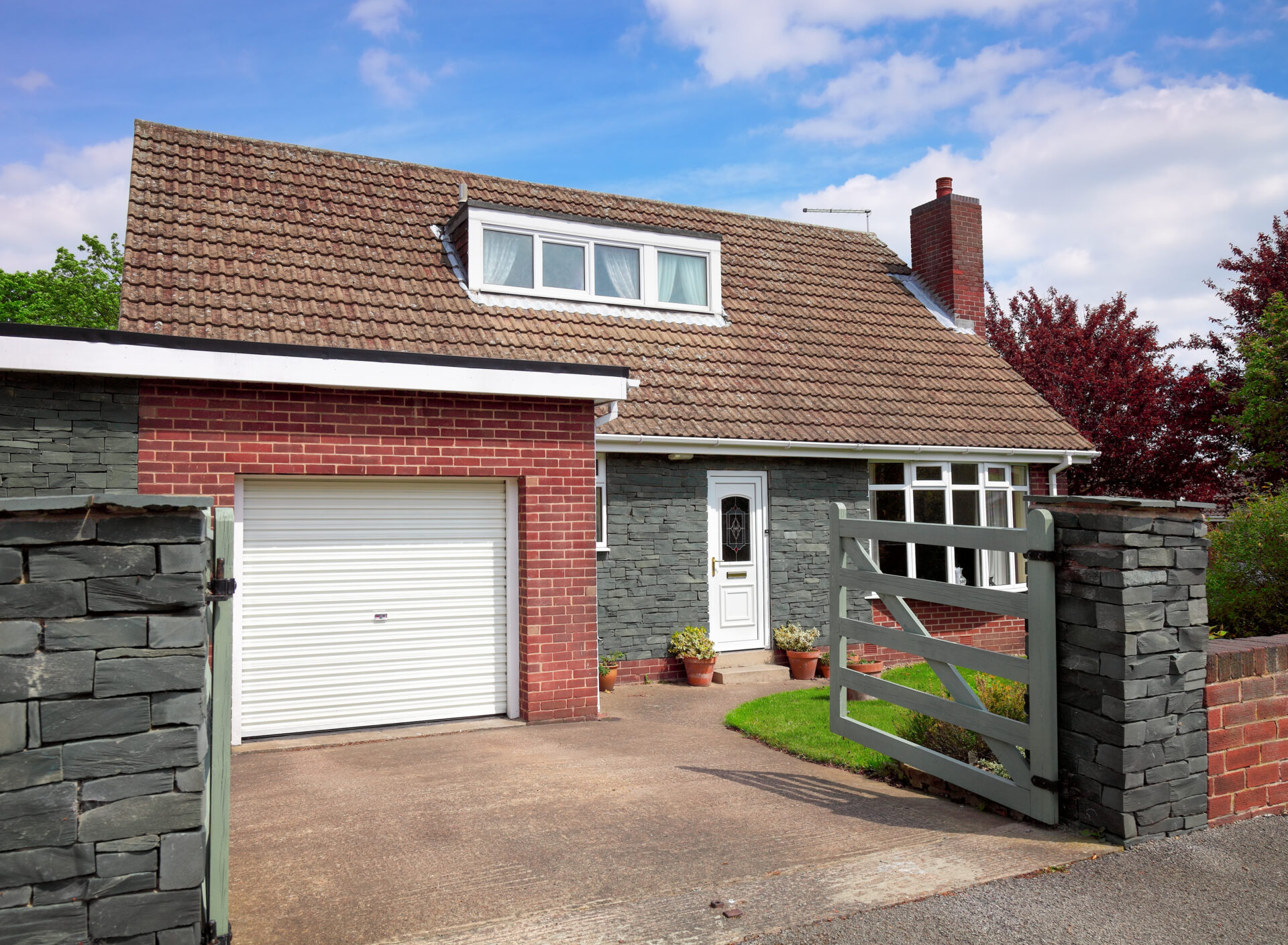 English house with garage
